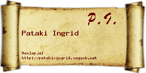 Pataki Ingrid névjegykártya